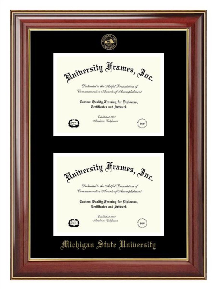 Diploma Frame Double Classic Mahogany gold seal 8.5x11 | Michigan State ...